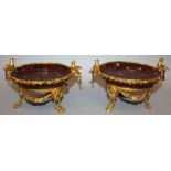 A SUPERB PAIR OF REGENCY GILT, ORMOLU AND VIENNA MARBLE CIRCULAR TAZZA, the frame with scrolls,