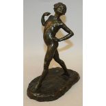 GABRIELLE JEANE/BEDELL BRICHARD (FRENCH) A BRONZE OF A NUDE YOUNG BOY, hand on his hip. Signed Susse