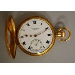 A GENTLEMAN’S 9CT GOLD HALF HUNTER POCKET WATCH by J. W. BENSON.