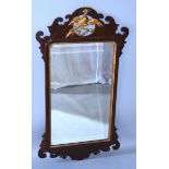 A CHIPPENDALE MAHOGANY FRETWORK MIRROR with pierced phoenix bird in gilt. 3ft 2ins long.