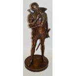 PIERRE MARIE FRANÇOIS OGÉ (1849-1913) FRENCH A SUPERB BRONZE STANDING SHAKESPEARIAN FIGURE, sword at