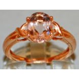 A SINGLE STONE MORGANITE RING set in 9ct gold.