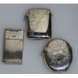 AN EDWARD VII SILVER VESTA, Birmingham 1907, ANOTHER, Birmingham 1905, and a GILLETTE BOX (3).