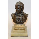 EUGEN BORMEL (1858-1932) GERMAN A BRONZE BUST OF A SCHOLAR Signed and dated ’93, on an onyx and gilt