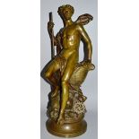 ADRIEN ETIENNE GAUDEZ (1845-1902) FRENCH “LE COMMERCE” A SUPERB INDUSTRIAL BRONZE, a semi clad young