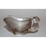 A SMALL 19TH/20TH CENTURY CHINESE ROCK CRYSTAL LIBATION CUP, the handle in the form of a phoenix and