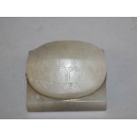 A CHINESE JADE TURTLE SEAL, of rectangular form and surmounted by a turtles back, the base carved