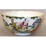 A GOOD 19TH CENTURY CHINESE DAOGUANG MARK & PERIOD FAMILLE ROSE PORCELAIN BOWL, the sides painted