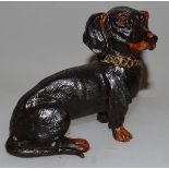 A “VIENNA” BLACK BRONZE DOG INKWELL. 5ins long.