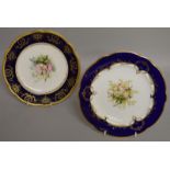 A LATE 19TH CENTURY COALPORT SERVICE painted with flowers under a blue border, five plates and two