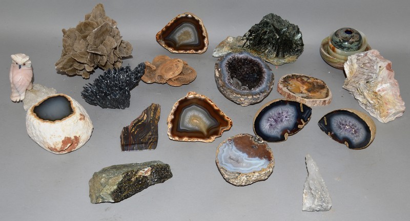 TWO BOXES OF VARIOUS MINERALS.