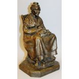 ANGELIKA FAURE (1864-1951) DANTZIG “DENTELLIERE DU PUY” A bronze group of an old lady seated in a