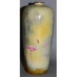 A FINE ROYAL WORCESTER VASE painted with a flamingo in watery landscape by George Johnson, signed.