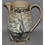 A GOOD LARGE WEDGWOOD CREAMWARE SAILING JUG, printed with two reverse scenes “THE FANNY ON THE