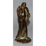 AIME-JULES DALOU (1838-1902) FRENCH A WELL CAST BRONZE OF A FISHERMAN carrying his nets Signed 6.