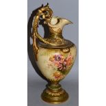 A ROYAL WORCESTER EWER painted in the manner of Edward Raby, date code 1896, a Royal Worcester