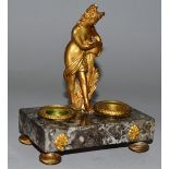 A GOOD REGENCY MARBLE AND ORMOLU INKSTAND with a classical female figure on a rectangular base 4.