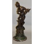 AUGUSTE MOREAU (19TH CENTURY) FRENCH A GOOD LARGE BRONZE OF A CLASSICAL YOUNG LADY carrying a