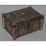 AN EARLY PERSIAN SILVER BOX. 4.5ins wide.