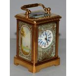 A “SEVRES” MINIATURE CARRIAGE CLOCK 2.25ins high.