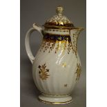 AN EARLY 19TH CENTURY CHAMBERLAINS WORCESTER COFFEE POT AND COVER with wrythen moulded body,