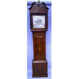 A GEORGE III OAK LONGCASE CLOCK, the movement by ISAAC DEBNAM, WARMINSTER, eight day movement,