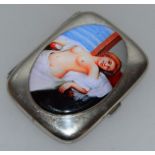 A GEORGE V SILVER CIGARETTE CASE, Birmingham 1917, with an oval of a nude.