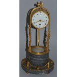 A RARE 19TH CENTURY FRENCH BRONZE AND MARBLE DRUM CLOCK in the shape of a well, with drum