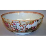 AN 18TH CENTURY CHINESE CHIEN LUNG FAMILLE ROSE BOWL painted with European figures 10.5ins