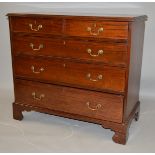 A GEORGE III MAHOGANY STRAIGHT FRONT CHEST of two short and three long graduated drawers, all with
