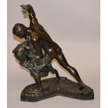 ELSE FURST (GERMAN) (AFTER THE ANTIQUE) A GOOD BRONZE GROUP OF A GLADIATOR FIGHTING A TIGER.