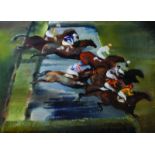 John Rattenbury Skeaping (1901-1980) British. ‘La Tribune – Auteuil’, Horses Crossing the Water