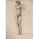 Miss Appleton (20th Century) British. A Female Standing Nude, Charcoal, Signed, Unframed, 24.5” x