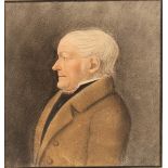 19th Century English School. Portrait of a Man, Wearing a Brown Coat, Watercolour and Pencil, 7.5”