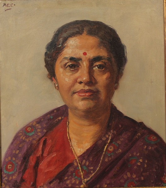 Alfred Egerton Cooper (1883-1974) British. Portrait of an Indian Lady, Oil on Canvas, Signed with