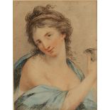 Manner of Francois Boucher (1703-1770) French. Study of a Maiden, Chalk, 8.75” x 7”.