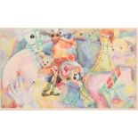 Elizabeth J… Mace (20th Century) British. “Out of the Toy Box”, Watercolour, Signed, 13.5” x 21.