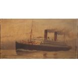 W… B… C… (20th Century) British. ‘Coronia’, a Steam Cruiser, Oil on Board, Signed with Initials,