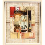 Roderick Slater (1937-   ) American. “4 BETWEEN 2”, Acrylic and Collage, Signed in Pencil, overall