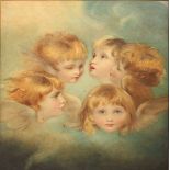 After Joshua Reynolds (1723-1792) British. Cherubs Heads, Watercolour, Indistinctly Signed and