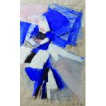 Adrian Heath (1920-1992) British. Abstract, with Blue, White and Black, Mixed Media, Signed and