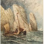 Manner of Clarkson Stanfield (1793-1867) British. A Sailing Boat in Heavy Water, Watercolour, 6.25”