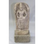 A LARGE & IMPRESSIVE 8TH/9TH CENTURY CHOLA CARVING OF VISHNU, from Tamil Nadu, the base encased in a