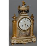 A GOOD 19TH CENTURY FRENCH WHITE MARBLE AND ORMOLU CLOCK by C. CLEMENT A. PARIS with circular