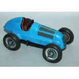 A BLUE PAINTED SCHUCO STUDIO 1050 TINPLATE CLOCKWORK CAR together with a red painted SCHUCO