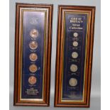 TWO FRAMED COIN SETS.