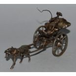 A CONTINENTAL SILVER GROUP, HORSE AND CARRIAGE. 4ins long.