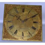 AN 18TH CENTURY BRASS 11-INCH DIAL LONGCASE CLOCK MOVEMENT by SILLITO UTTOXETER with engraved back-