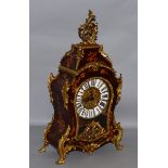 A GOOD 20TH CENTURY FRENCH LOUIS XVI STYLE INLAID BRACKET CLOCK with gilt metal mounts and eight day