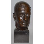 ROSINA SUPERB BRONZE BUST OF EDWARD VII on a square marble base.  Signed.  Bronze 12ins high.